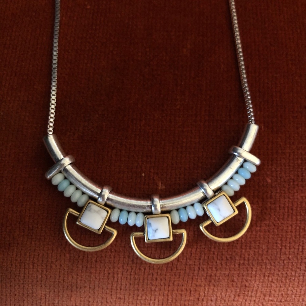 Silver and Gold Stone Necklace